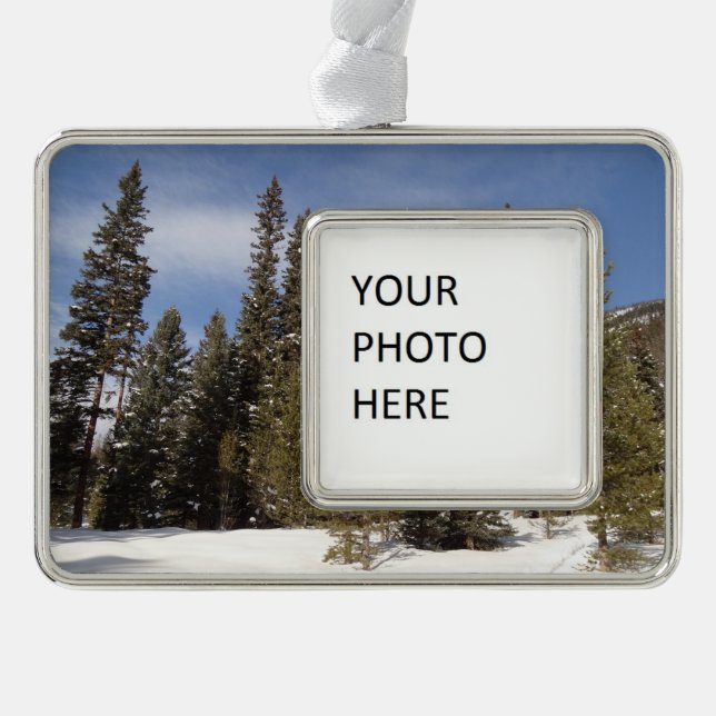 Montana Mountain Trails in Winter Landscape Photo Silver Plated Framed Ornament (Front)