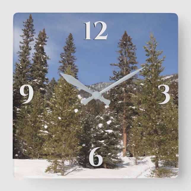 Montana Mountain Trails in Winter Landscape Photo Square Wall Clock (Front)