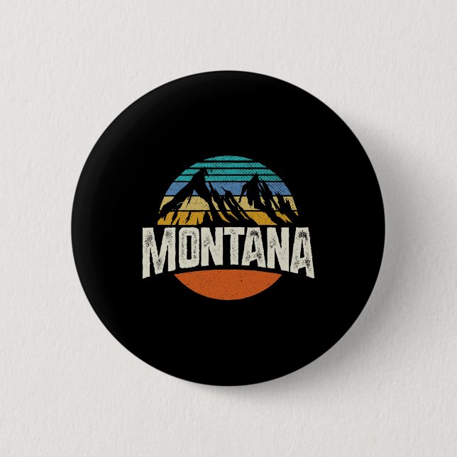 Montana Mountains Retro Design Hiking Mt  6 Cm Round Badge (Front)