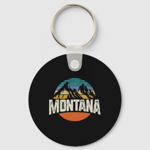 Montana Mountains Retro Design Hiking Mt Key Ring