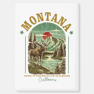 Montana Nature Scene – Wildlife, Mountains, River Magnet