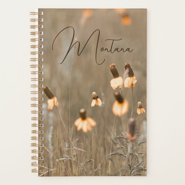 Montana Orange Wildflower On Sage Green Planner (Front)