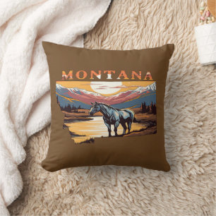 Montana Outline Wild Horses Cushion