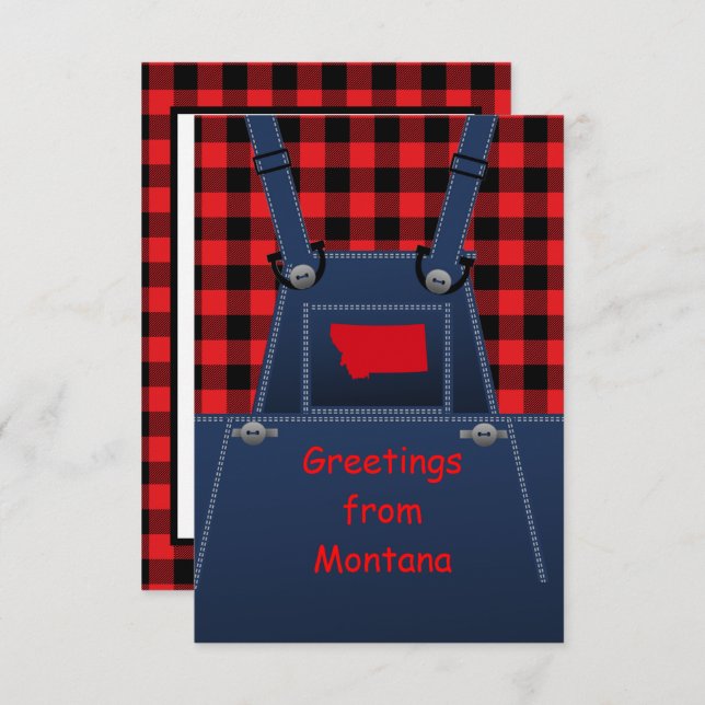 Montana Overalls Buffalo Plaid Greeting Card (Front/Back)