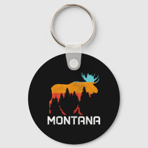 Montana PNW Vintage Retro Pride Souvenir Moose Key Ring