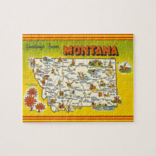 Montana Postcard Map Jigsaw Puzzle