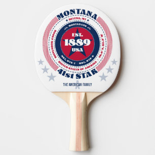 Montana Pride Circular Typography Monogram Ping Pong Paddle