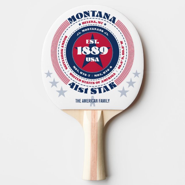 Montana Pride Circular Typography Monogram Ping Pong Paddle (Front)