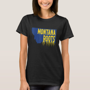 Montana Roots On Montana State Map Silhouette T-Shirt