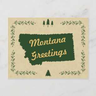 Montana State Christmas Holiday Greetings Postcard