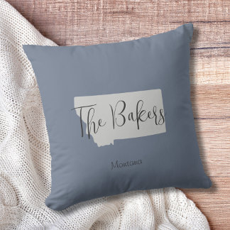 Montana State Family Name Throw Pillow