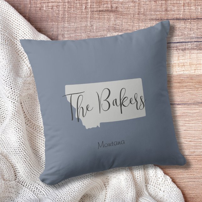 Montana State Family Name Throw Pillow (Show pride for your state and personalize it!  "love makes this house a home in <your state>")