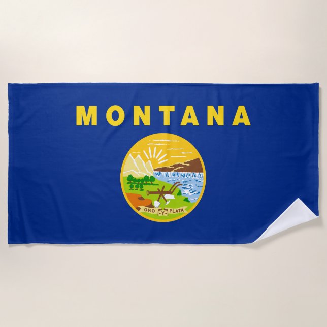 Montana State Flag Beach Towel (Front)