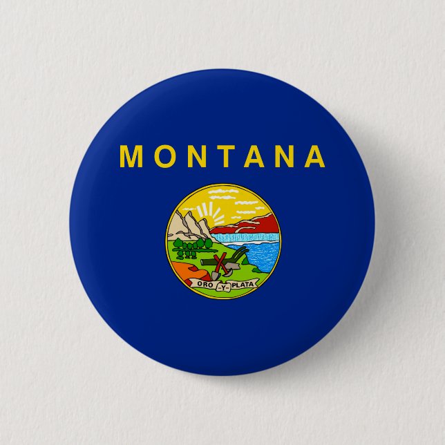 Montana State Flag Design 6 Cm Round Badge (Front)