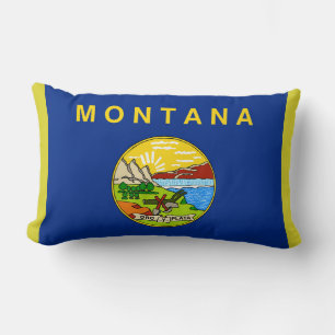 Montana State Flag Print Patriotic Lumbar Cushion