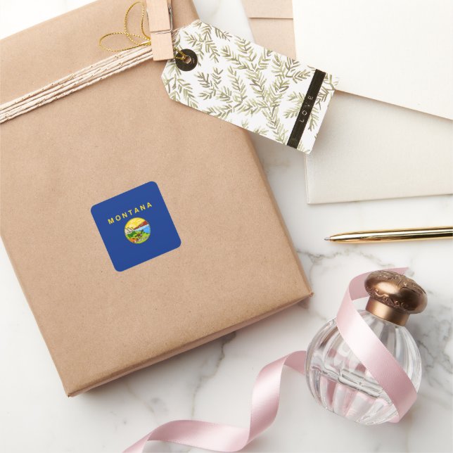 Montana State Flag USA Square Sticker (Gifting)