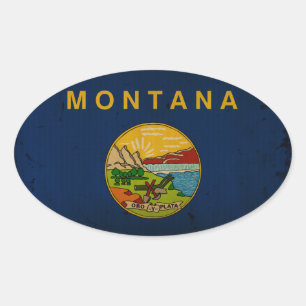 Montana State Flag VINTAGE.png Oval Sticker
