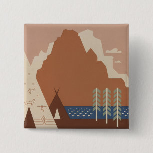 Montana State: Indian Tribes, Mountains, Prairie 15 Cm Square Badge