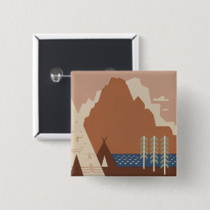 Montana State: Indian Tribes, Mountains, Prairie 15 Cm Square Badge
