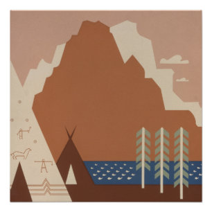 Montana State: Indian Tribes, Mountains, Prairie Poster