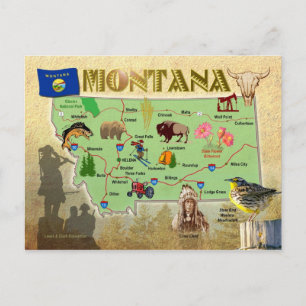 Montana State Map Postcard