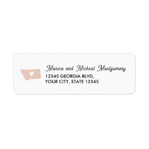 MONTANA State Map with Heart - ANY COLOR   Return Address Label