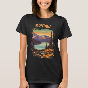 Montana State Park Lake Retro Travel T-Shirt