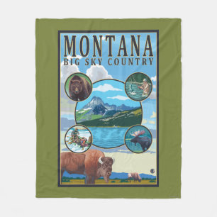 Montana State Scenes Fleece Blanket