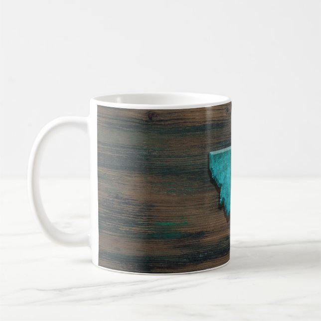 Montana State Shape Teal Coffee Mug (Left)