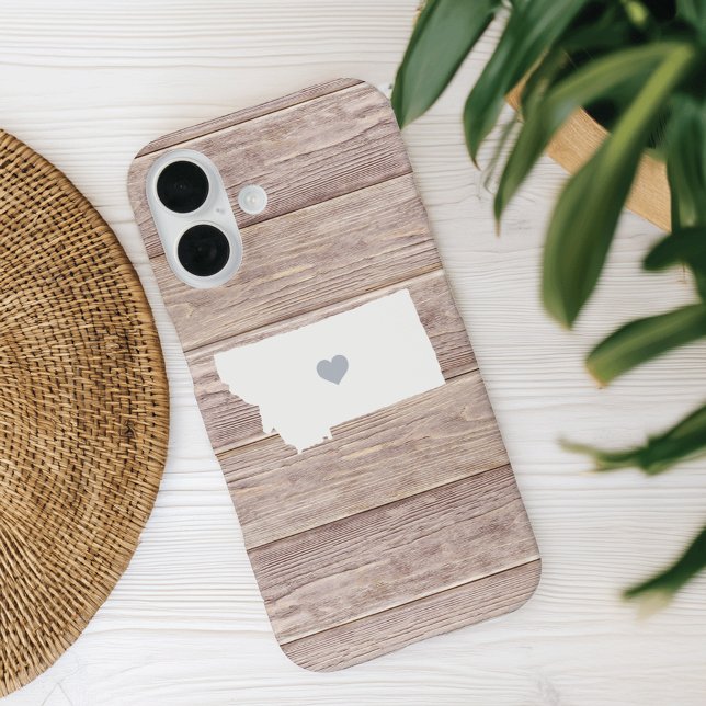 Montana State Silhouette Rustic Wood Look Case-Mate iPhone Case (Creator Uploaded)