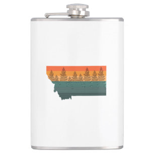 Montana State Tree Silhouette Hip Flask