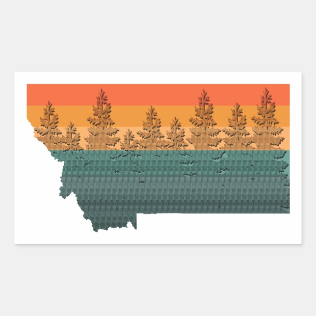 Montana State Tree Silhouette Rectangular Sticker (Front)
