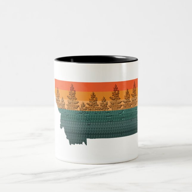 Montana State Tree Silhouette Two-Tone Coffee Mug (Center)