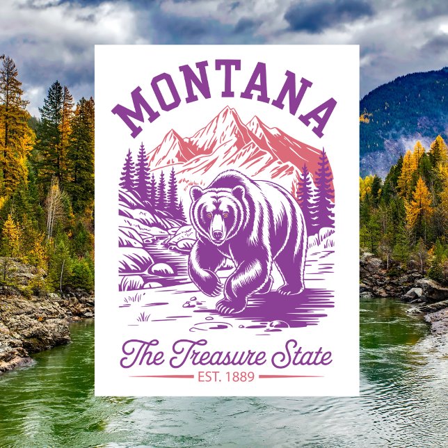 Montana The Treasure State Est. 1889 Bear Postcard (Montana The Treasure State Est. 1889 Bear Postcard
)