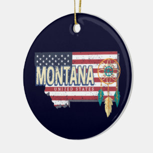 Montana United States Retro State Map Vintage USA Ceramic Ornament
