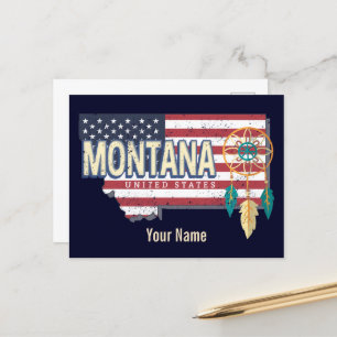 Montana United States Retro State Map Vintage USA Holiday Postcard