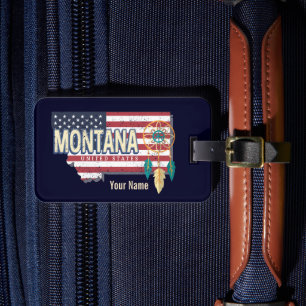 Montana United States Retro State Map Vintage USA Luggage Tag