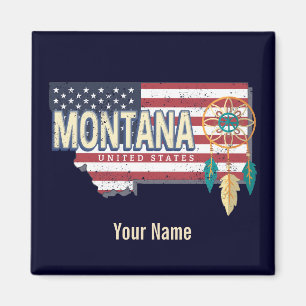 Montana United States Retro State Map Vintage USA Magnet