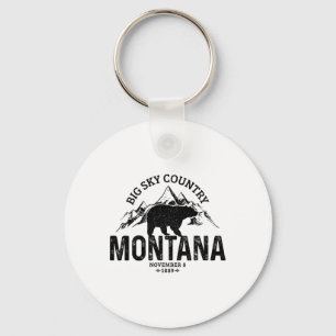 Montana Usa Vintage Grizzly Bear America Souvenir  Key Ring