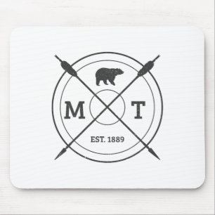 Montana Usa Vintage Grizzly Bear America Souvenir Mouse Pad