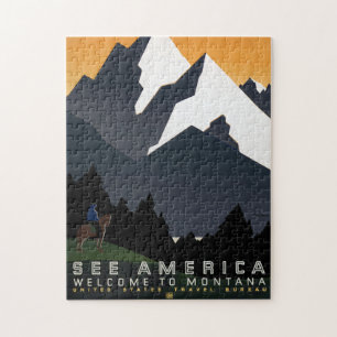 Montana Vintage Art Cool Historical Photos Travel  Jigsaw Puzzle