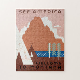 Montana Vintage Art Cool Historical Photos Travel  Jigsaw Puzzle