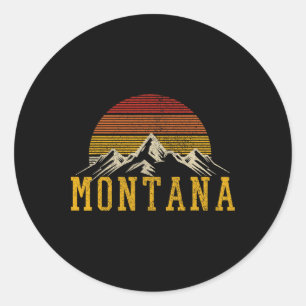 Montana Vintage Mountains Nature Hiking Outdoor Gi Classic Round Sticker