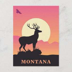 Montana Vintage Travel Sunset Postcard
