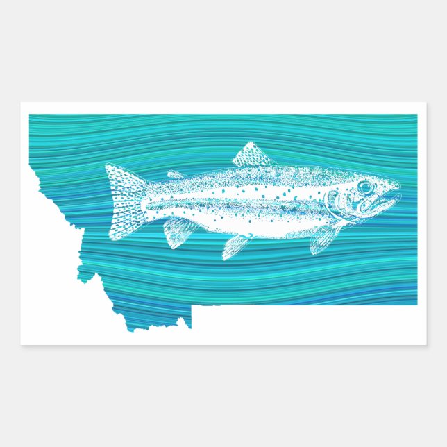 Montana Wave Fishing Rectangular Sticker (Front)
