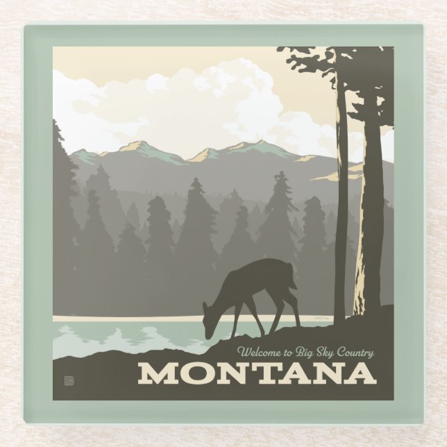 Montana | Welcome to Big Sky Country Glass Coaster (Front)