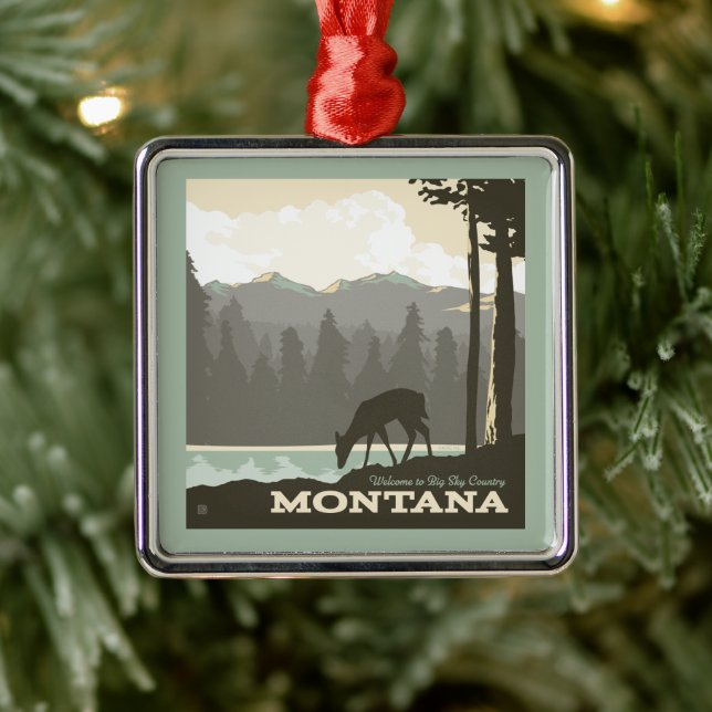 Montana | Welcome to Big Sky Country Metal Ornament (Tree)