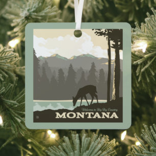 Montana   Welcome to Big Sky Country Metal Tree Decoration