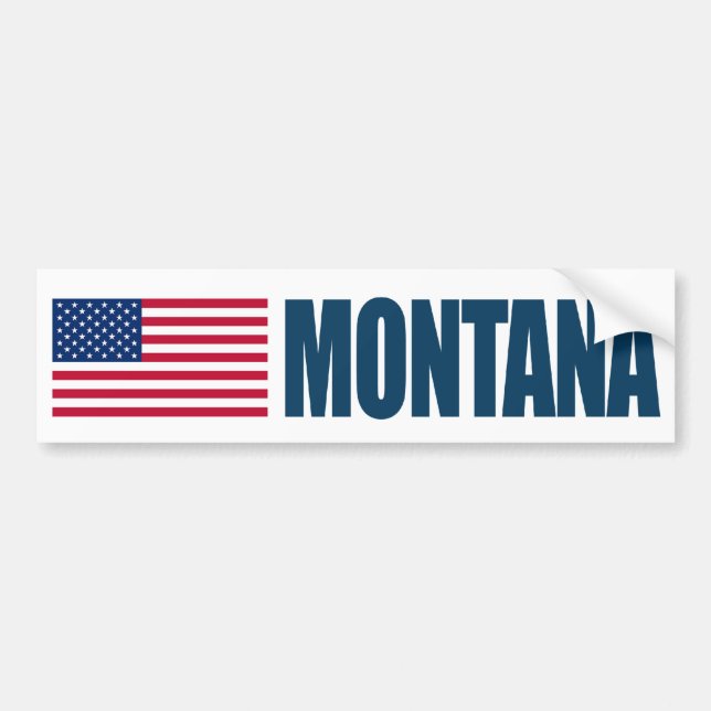 Montana with US Flag Bumper Sticker (Front)