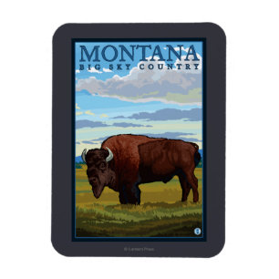 MontanaBison Vintage Travel Poster Magnet